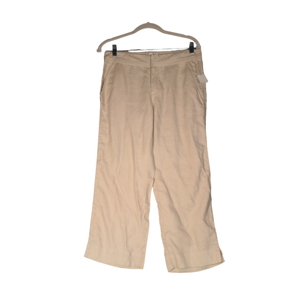 NEW Old Navy Crop Pants Womens 6 Ivory 100% Linen Pockets Career Boho - Picture 1 of 13